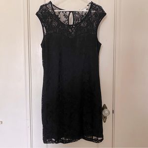 Forever 21+ Black Lace Sweetheart Bodycon Cocktail Dress Stretch Cap Sleeve 1X